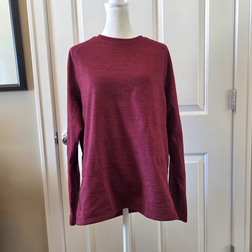 Members Mark Deep Wine Long Sleeve Tech Fleece Crew Sweatshirt Unisex Size M